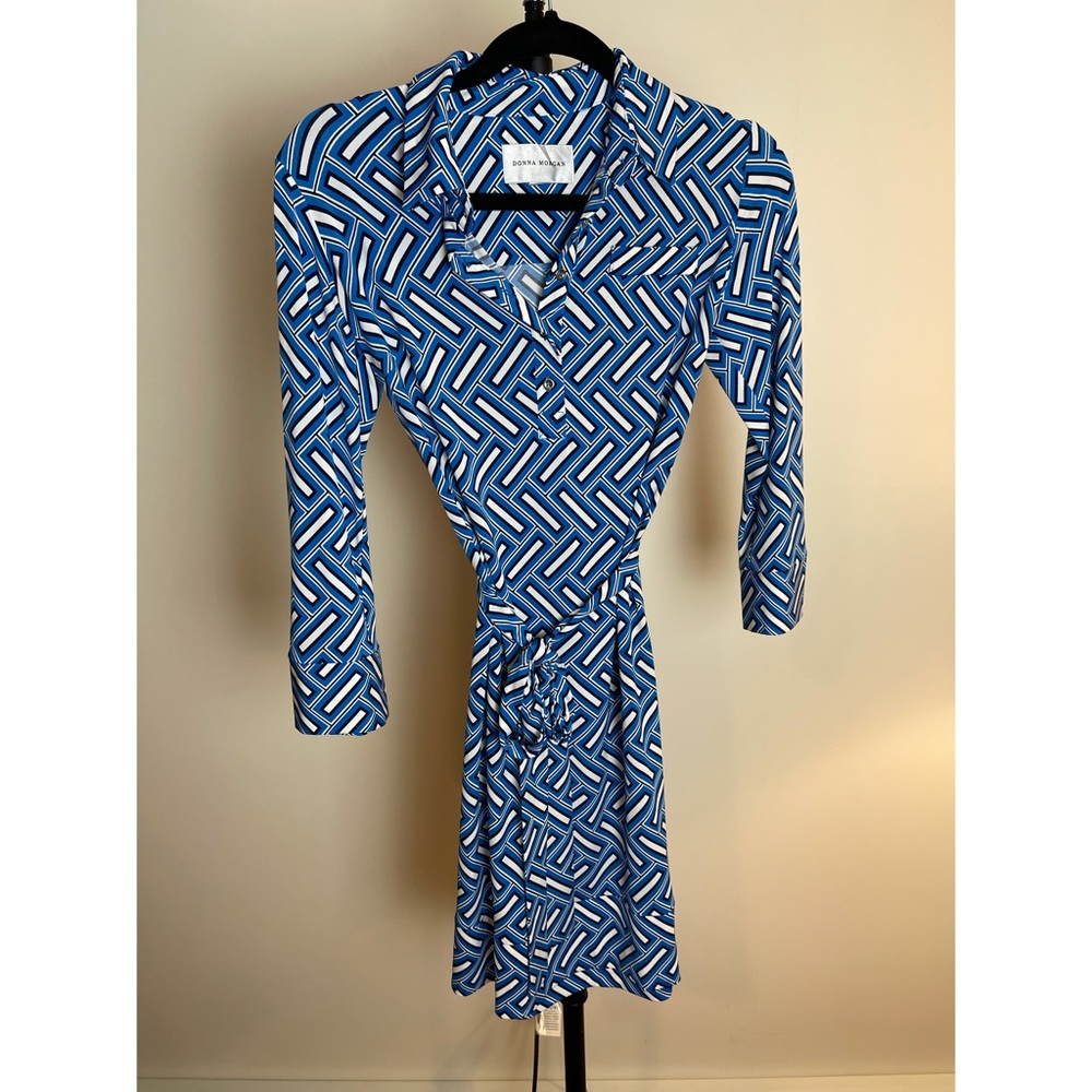 Donna Morgan Button Down Shirt Dress with Belt Tie